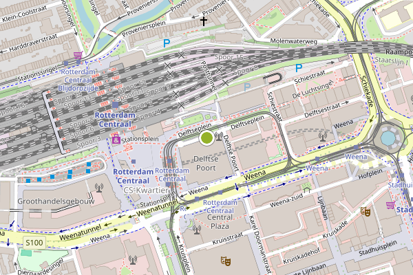 Ambulance-melding op Delftseplein, Rotterdam op 12 juli, kaart-overzicht