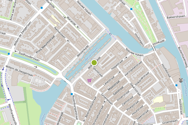 Ambulance-melding op Willemskade, Schiedam op 12 juli, kaart-overzicht