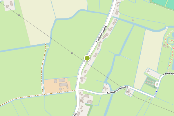 Ambulance-melding op Oudelandsedijk, Abbenbroek op 13 juli, kaart-overzicht