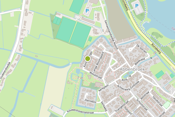 Ambulance-melding op Komweisingel, Abbenbroek op 13 juli, kaart-overzicht