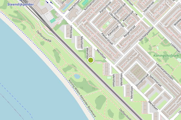 Ambulance-melding op Merellaan, Maassluis op 13 juli, kaart-overzicht