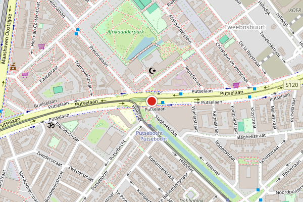 Brandweer-melding op Putselaan, Rotterdam op 13 juli, kaart-overzicht