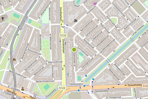 Ambulance-melding op Narcissenstraat, Rotterdam op 13 juli, kaart-overzicht