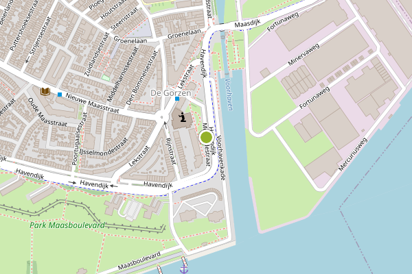 Ambulance-melding op Merwedestraat, Schiedam op 13 juli, kaart-overzicht