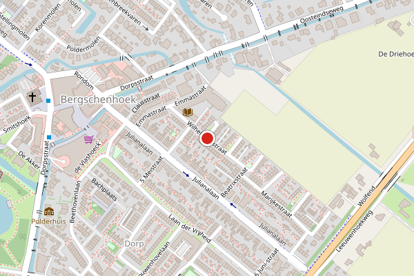 Brandweer-melding op Wilhelminastraat, Bergschenhoek op 13 juli, kaart-overzicht