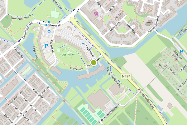 Ambulance-melding op Hoge Vijver, Krimpen aan den IJssel op 13 juli, kaart-overzicht