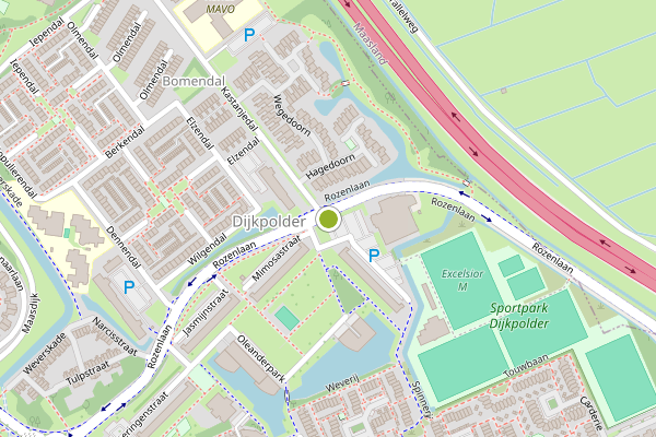 Ambulance-melding op Rozenlaan, Maassluis op 14 juli, kaart-overzicht