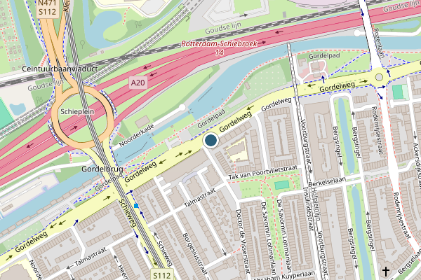 Politie-melding op Gordelweg, Rotterdam op 14 juli, kaart-overzicht