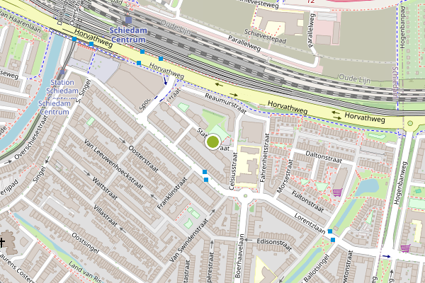 Ambulance-melding op Stationstraat, Schiedam op 14 juli, kaart-overzicht