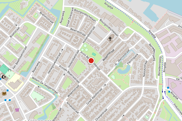 Brandweer-melding op Prins Bernhardstraat, Ridderkerk op 15 juli, kaart-overzicht