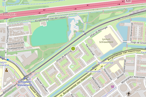 Ambulance-melding op Johan de Wittsingel, Schiedam op 15 juli, kaart-overzicht