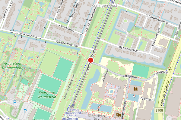 Brandweer-melding op Burgemeester Oudlaan, Rotterdam op 15 juli, kaart-overzicht