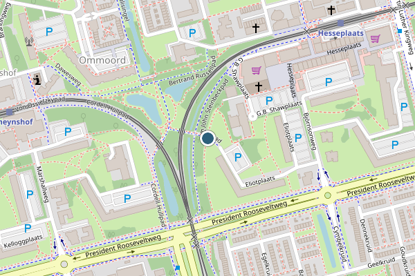 Politie-melding op Eliotpad, Rotterdam op 9 mei, kaart-overzicht