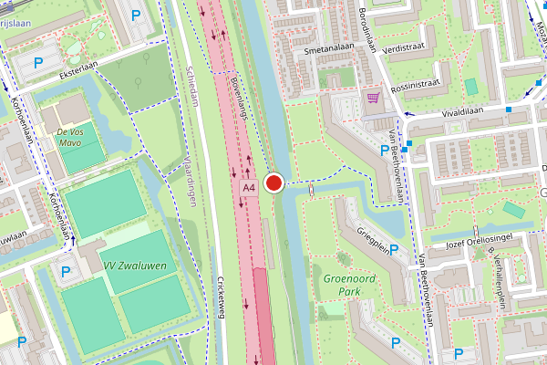 Brandweer-melding op Amaliapark, Schiedam op 16 juli, kaart-overzicht