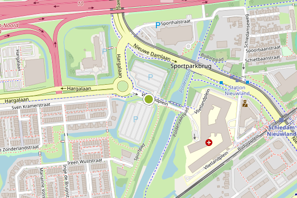 Ambulance-melding op Vlietlandplein, Schiedam op 16 juli, kaart-overzicht
