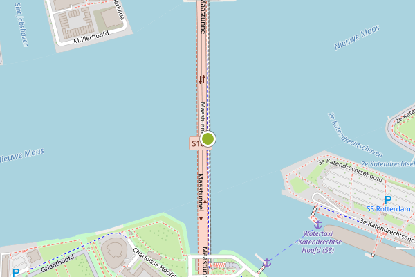 Ambulance-melding op Maastunnel, Rotterdam op 17 juli, kaart-overzicht