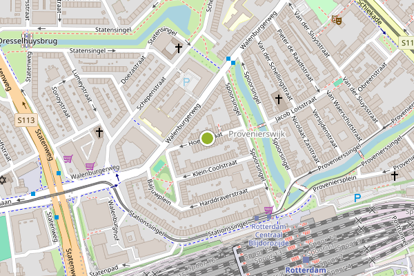 Ambulance-melding op Hoevestraat, Rotterdam op 17 juli, kaart-overzicht