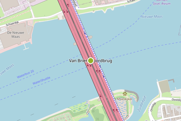Ambulance-melding op Van Brienenoordbrug, Rotterdam op 9 mei, kaart-overzicht