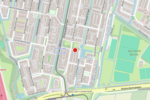 Brandweer-melding op Hunenborgplantsoen, Rotterdam op 9 mei, kaart-overzicht