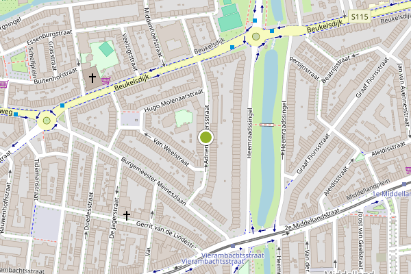 Ambulance-melding op Adrien Mildersstraat, Rotterdam op 9 mei, kaart-overzicht