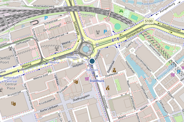 Politie-melding op Coolsingel, Rotterdam op 9 mei, kaart-overzicht