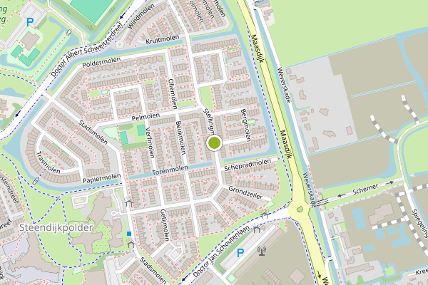 Ambulance-melding op Stellingmolen, Maassluis op 16 juli, kaart-overzicht
