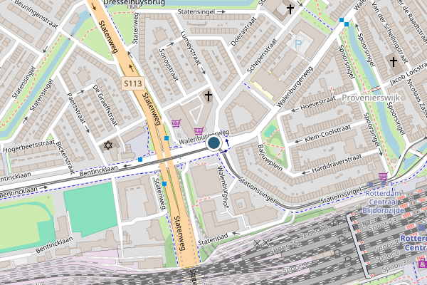 Politie-melding op Walenburgerweg, Rotterdam op 25 april, kaart-overzicht