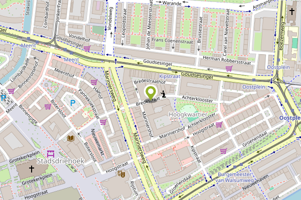 Ambulance-melding op Bredestraat, Rotterdam op 25 april, kaart-overzicht