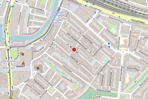 Brandweer-melding op Wattstraat, Schiedam op 17 juli, kaart-overzicht