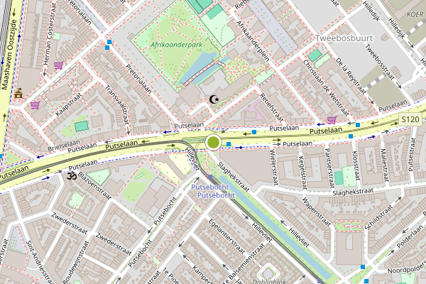 Ambulance-melding op Putselaan, Rotterdam op 17 juli, kaart-overzicht