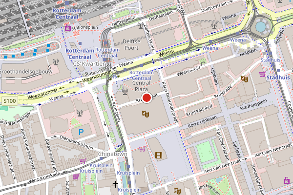 Brandweer-melding op Kruisstraat, Rotterdam op 9 mei, kaart-overzicht
