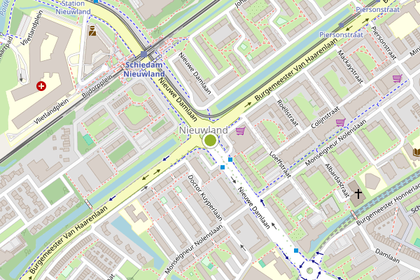 Ambulance-melding op Nieuwlandplein, Schiedam op 17 juli, kaart-overzicht