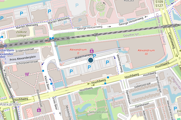 Politie-melding op Watermanweg, Rotterdam op 17 juli, kaart-overzicht