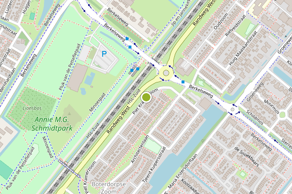 Ambulance-melding op Piet Kramerzoom, Bergschenhoek op 9 mei, kaart-overzicht