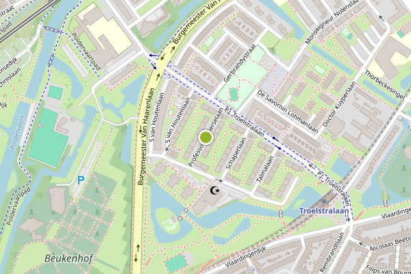 Ambulance-melding op Professor Aalberselaan, Schiedam op 17 juli, kaart-overzicht