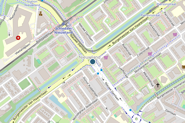 Politie-melding op Nieuwlandplein, Schiedam op 18 juli, kaart-overzicht