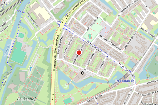 Brandweer-melding op Professor Aalberselaan, Schiedam op 18 juli, kaart-overzicht