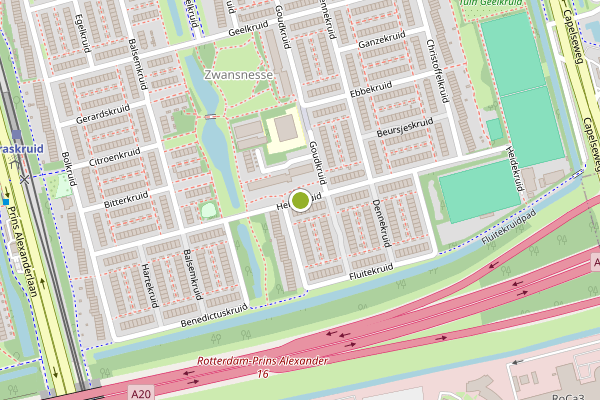 Ambulance-melding op Heidekruid, Rotterdam op 18 juli, kaart-overzicht