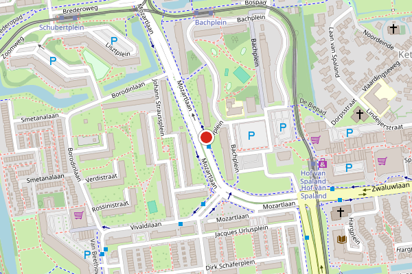 Brandweer-melding op Mozartlaan, Schiedam op 18 juli, kaart-overzicht