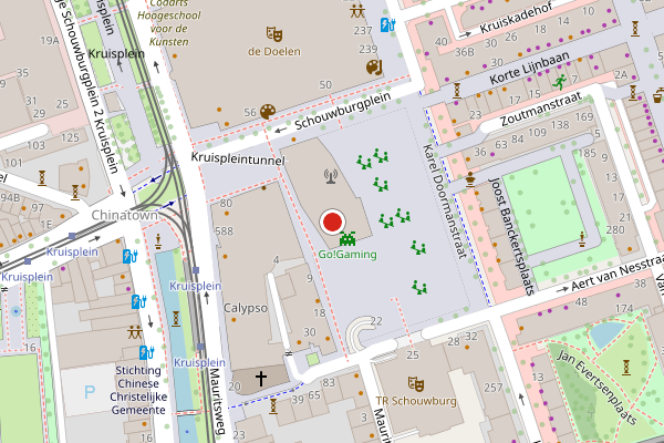 Brandweer-melding op Schouwburgplein, Rotterdam op 18 juli, kaart-overzicht