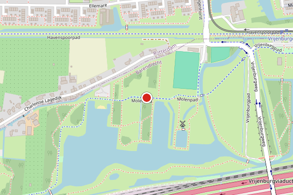 Brandweer-melding op Molenpad, Barendrecht op 10 mei, kaart-overzicht