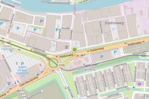 Ambulance-melding op Stadionweg, Rotterdam op 19 juli, kaart-overzicht
