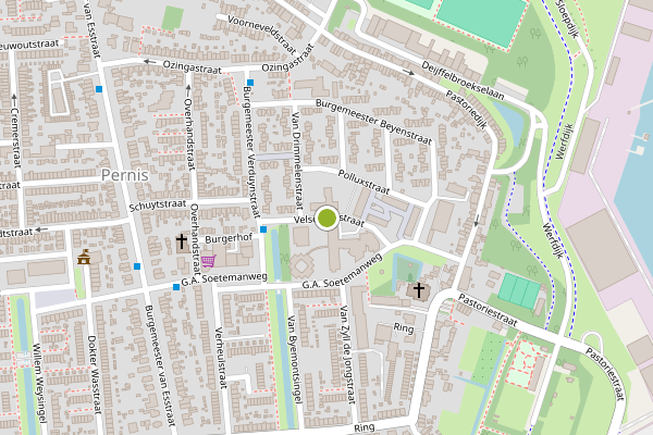 Ambulance-melding op Velsenaerstraat, Pernis op 19 juli, kaart-overzicht