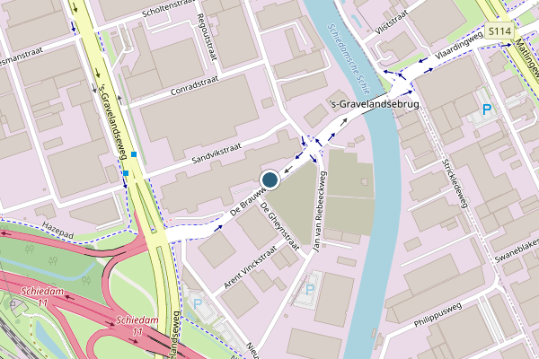 Politie-melding op De Brauwweg, Schiedam op 19 juli, kaart-overzicht