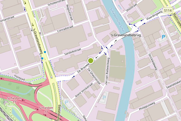Ambulance-melding op De Brauwweg, Schiedam op 19 juli, kaart-overzicht