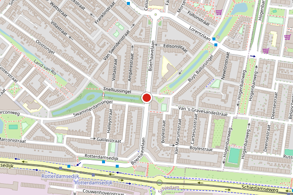 Brandweer-melding op Boerhaavelaan, Schiedam op 19 juli, kaart-overzicht