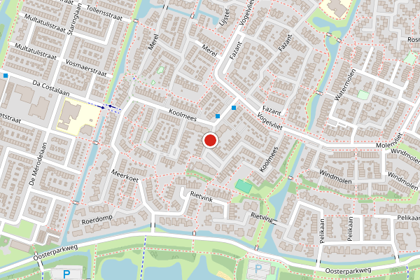 Brandweer-melding op Koolmees, Ridderkerk op 20 juli, kaart-overzicht