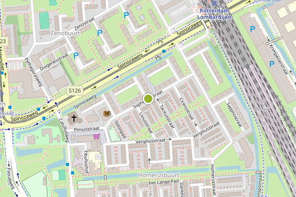 Ambulance-melding op Sophoclesstraat, Rotterdam op 20 juli, kaart-overzicht