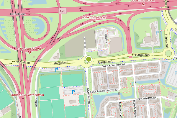 Ambulance-melding op Hargalaan, Schiedam op 20 juli, kaart-overzicht