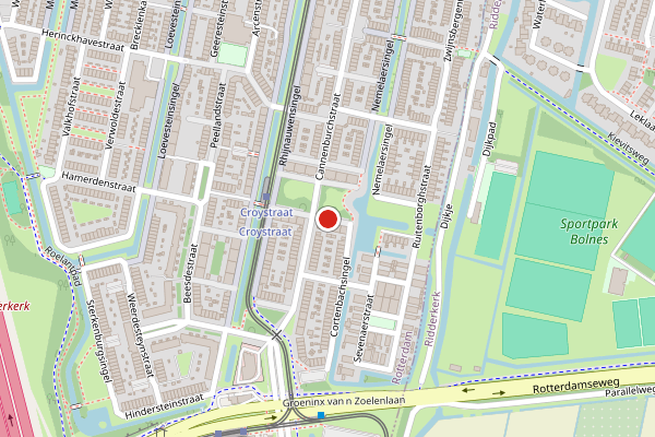 Brandweer-melding op Hunenborgplantsoen, Rotterdam op 20 juli, kaart-overzicht